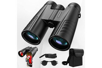 FONSAWA 12x42 Binoculars, High Power Waterproof Compact Binoculars with Clear Low Light Night Vision for Adults Kids with Phone Adapter Lightweight Binoculars for Bird Watching Hunting Sports