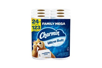 Charmin Ultra Soft Cushiony Touch Toilet Paper, 24 Family Mega Rolls = 123 Regular Rolls